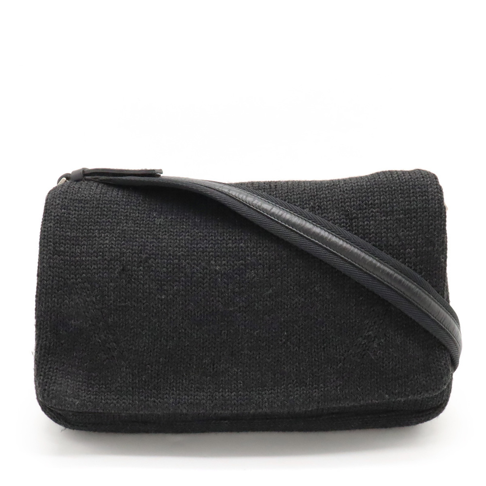 Prada Shoulder Bag Wool Knit Dark Charcoal